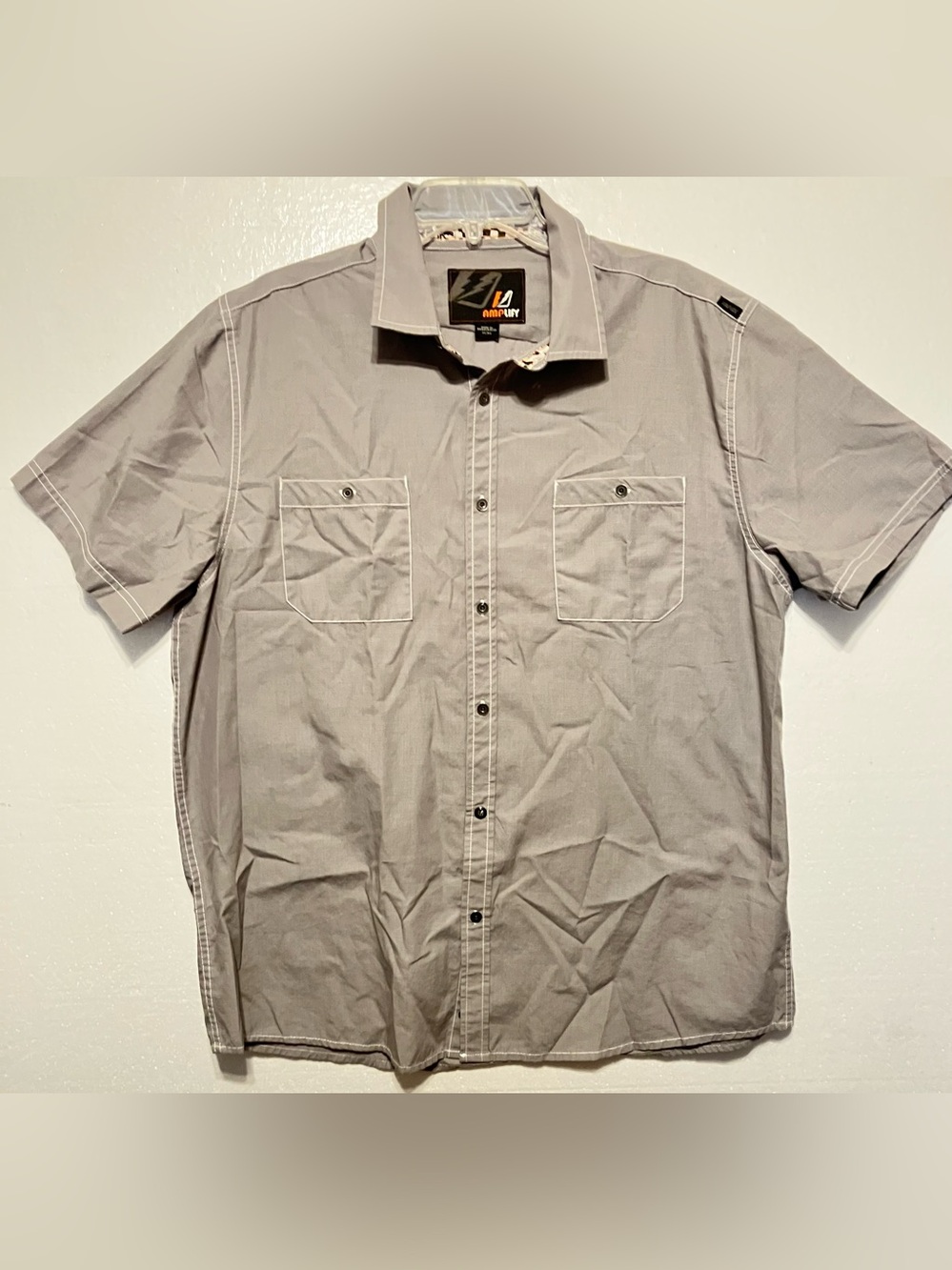 Men's Amplify Short-Sleeve Button-Up Shirt — Light Gray